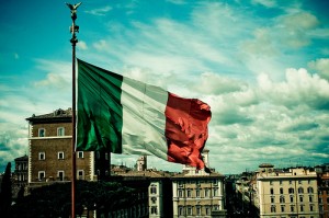 The flag of Italy- verde, bianco, e rosso 